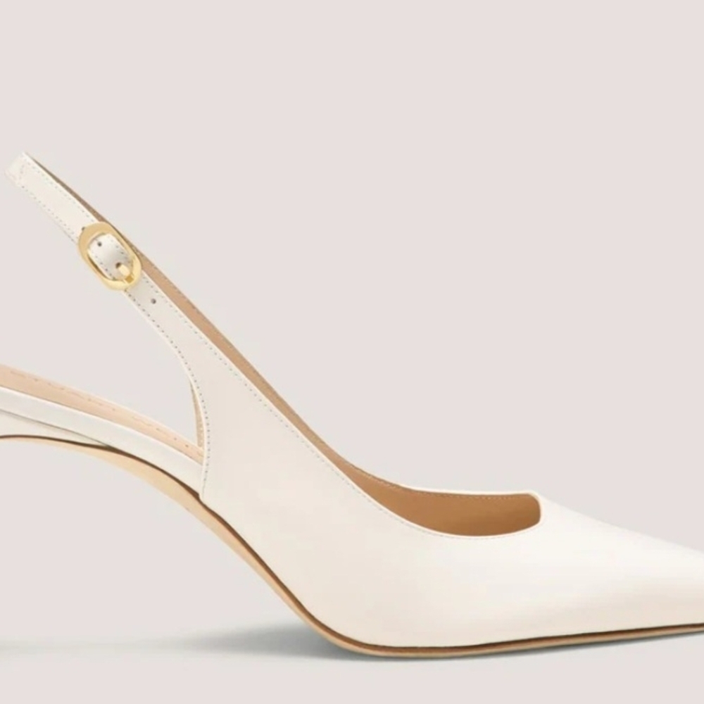 Stuart Weitzman Elegant White Slingback Heels